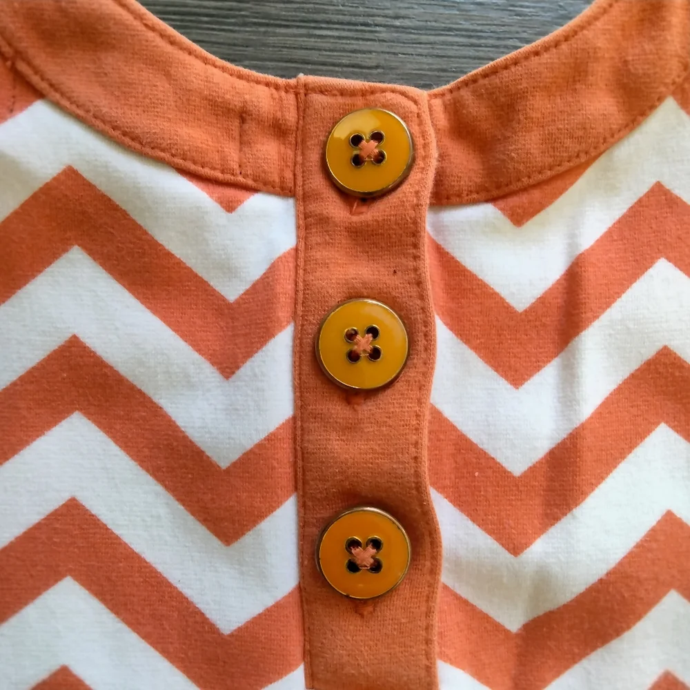 Baby Gap Orange White Chevron Print Sleeveless Girl's Dress Size 4T - 2009